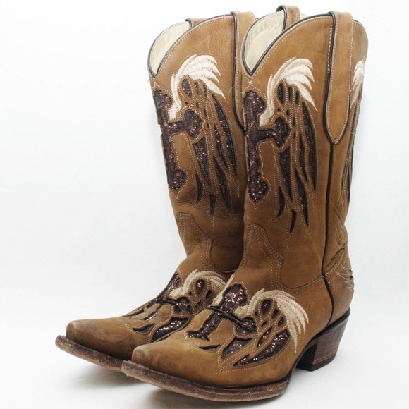 Rockin Leather Women's Brown Snip Toe Western Boot 2138 - Picture 1 of 9